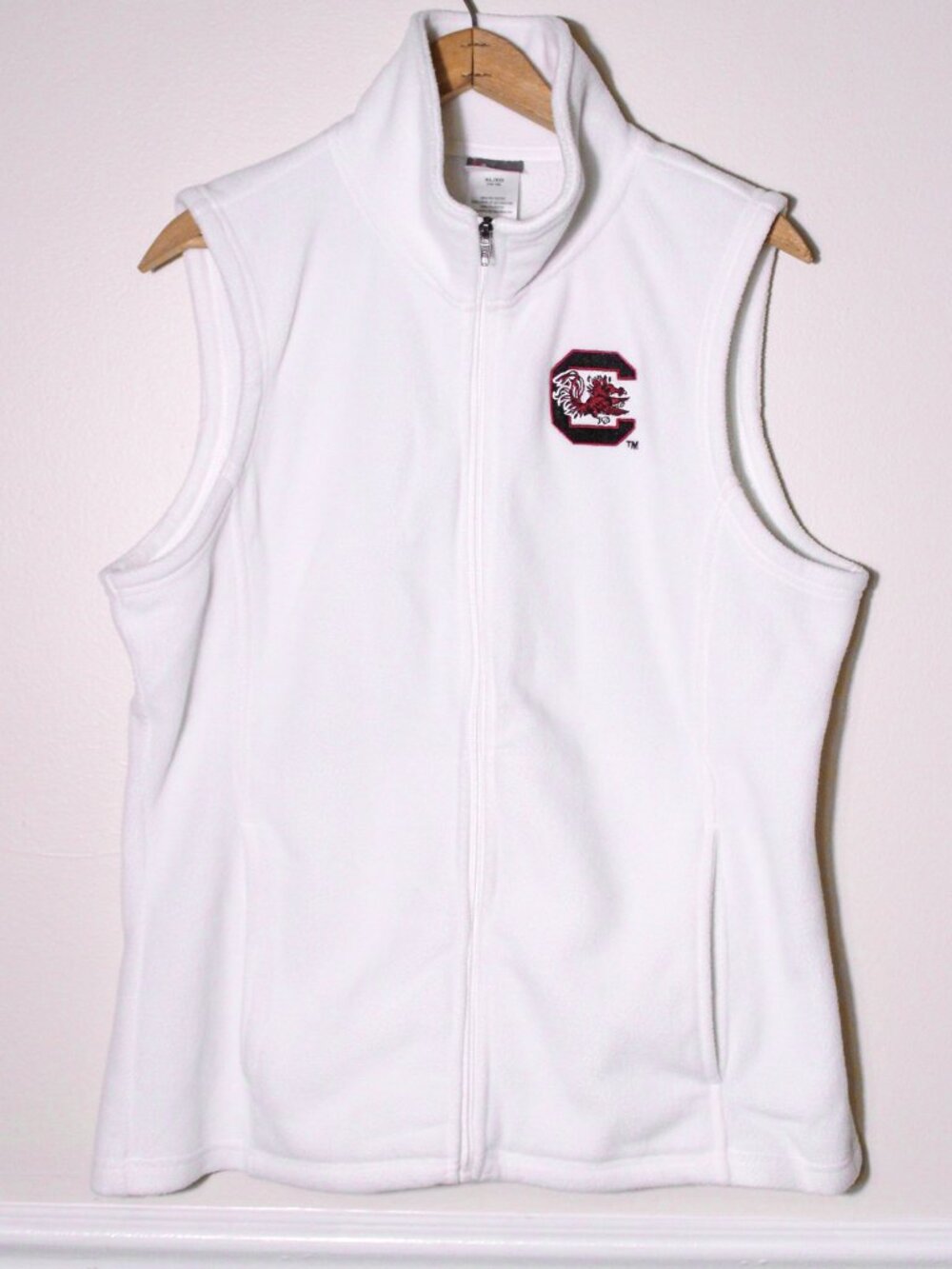 KA Knights Apparel Womens South Carolina Gamecocks Zip Up Fleece Vest White XL